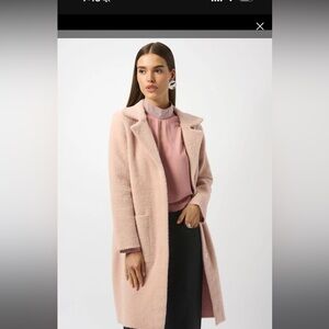 Joseph Ribkoff Elegant Pink Women's Coat with Removable Faux Collar and Cuffs